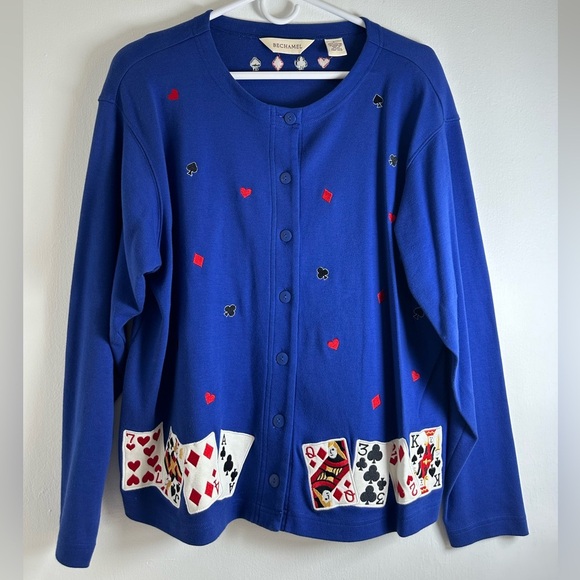 Bechamel Women’s Botton Down Blue Cardigan Sweater- Size Large - Picture 2 of 11